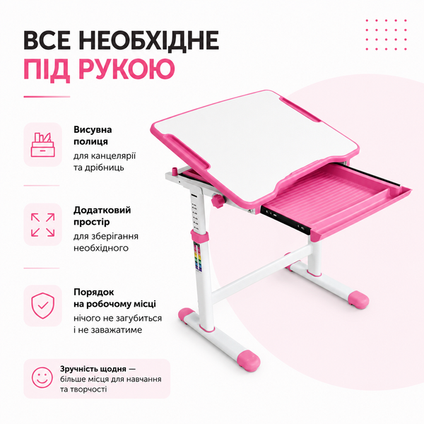 Дитяча парта Cubby Sorpresa Pink зі стільчиком 800240фото