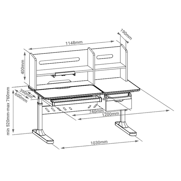 Комплект мебели Fundesk Fiore II Grey + Fundesk Fresco Grey 2500043-808668фото