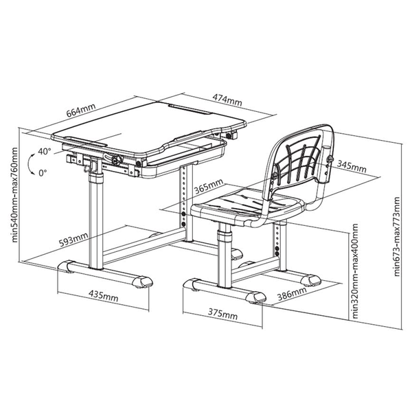 Растущая детская парта Cubby Sorpresa Grey со стульчиком 800239фото