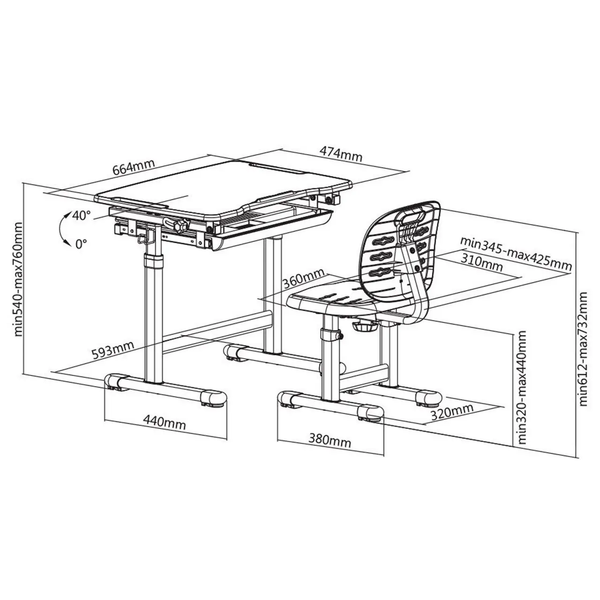 Комплект мебели для ребенка Piccolino III Blue FunDesk 800233фото