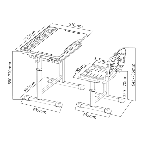 Комплект парта та стілець-трансформери Cubby Vanda Grey 800798фото