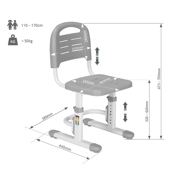 Парта FunDesk Ginepro Grey + Крісло FunDesk SST3LS Grey 200341фото