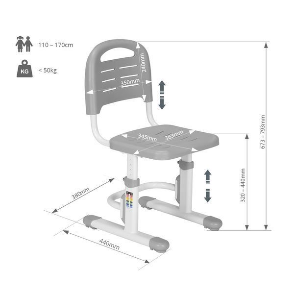 Детский стул FunDesk SST3LS Grey 9256432фото
