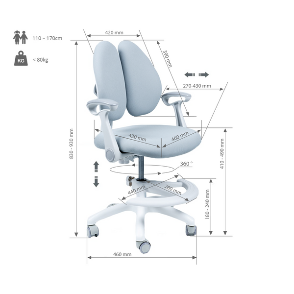 Парта FunDesk Ginepro Grey + Кресло Fundesk Ottimo Grey 200342фото