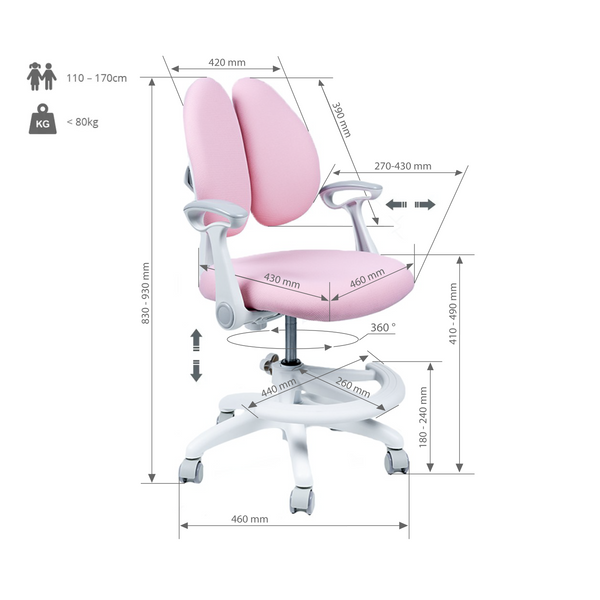 Дитячий комплект меблів парта Cubby Fressia Pink + крісло Fundesk Ottimo Pink 00440фото