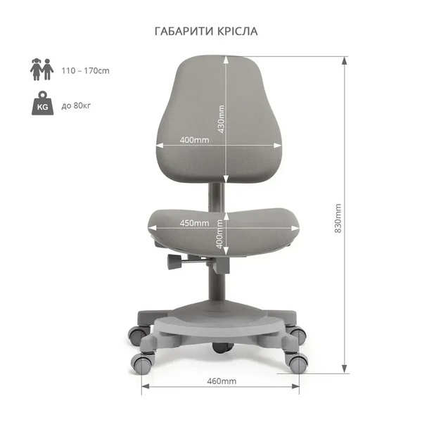 Комплект меблів Fundesk Dolore Grey + дитяче крісло Cubby Solidago Grey 178904фото