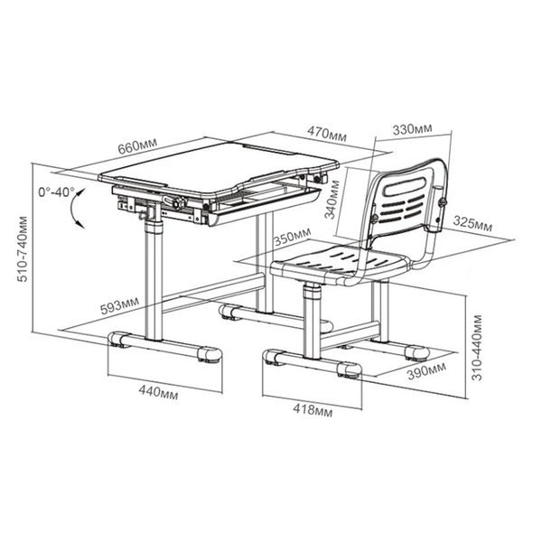 Парта и стульчик для ребенка Piccolino Grey FunDesk 55211459фото