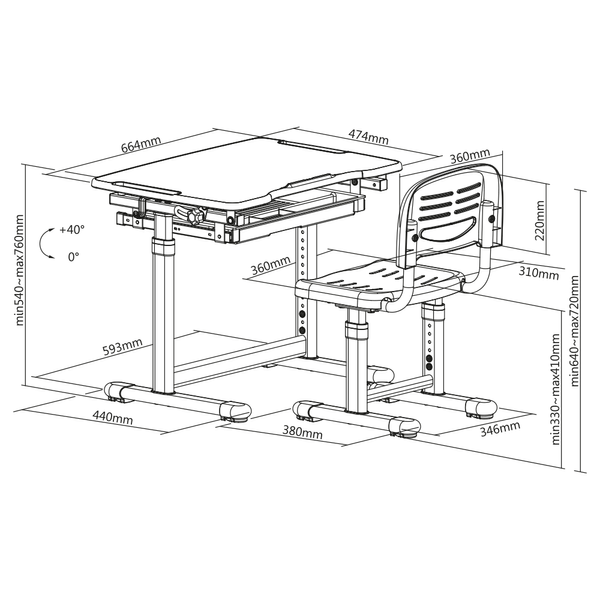 Комплект мебели для ребенка FunDesk Sole Grey 221900фото