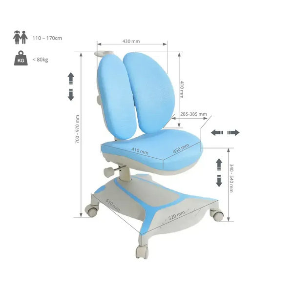 Комплект меблів Fundesk Dolore Plus Grey + дитяче крісло Cubby Bunias Blue 198901фото