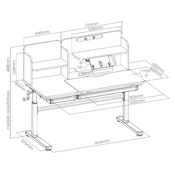 Парта-трансформер для школьника Cubby Iris II Grey 4779027114231фото