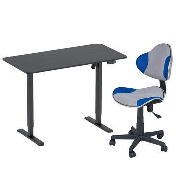 Стіл з електричним регулюванням висоти ITech White (MT12BB) та крісло FunDesk LST3 Blue-Grey MT12BB+LST3-Blue-Greyфото