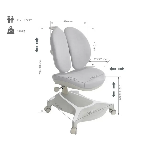 Комплект мебели Fundesk Ginepro Grey + детское кресло Cubby Bunias Grey 1345502фото