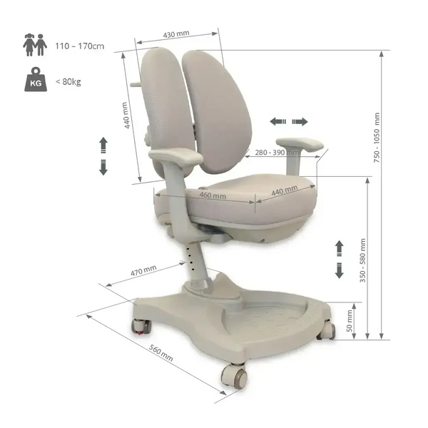 Комплект меблів Cubby Toru Grey + дитяче крісло Fundesk Vetro Grey 1254005фото