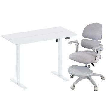 Стіл з електричним регулюванням висоти ITech White (MT12BW) та крісло FunDesk Optima Grey MT12BW+Optimaфото