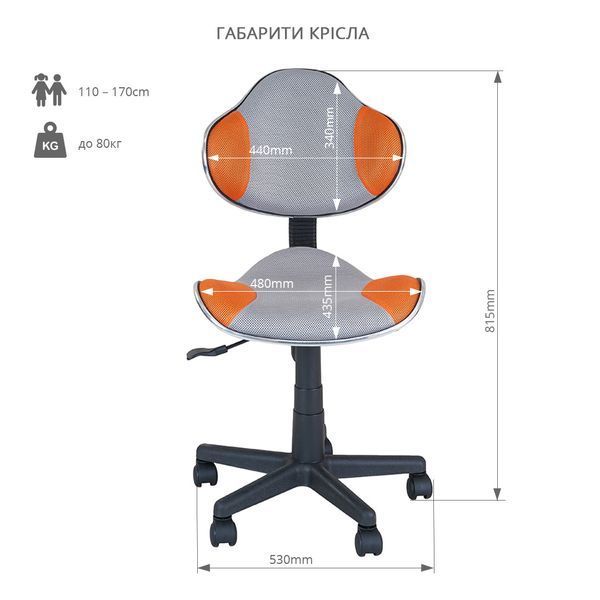 Парта-трансформер Fundesk Fiore II Grey + дитячий стілець FunDesk LST3 Orange 25088671фото