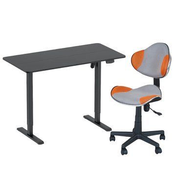 Стіл з електричним регулюванням висоти ITech White (MT12BB) та крісло FunDesk LST3 Orange-Grey MT12BB+LST3-Orange-Greyфото