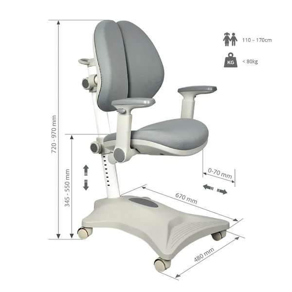 Комплект меблів Fundesk Ginepro Grey + дитяче крісло Cubby Magnolia Grey 1345503фото