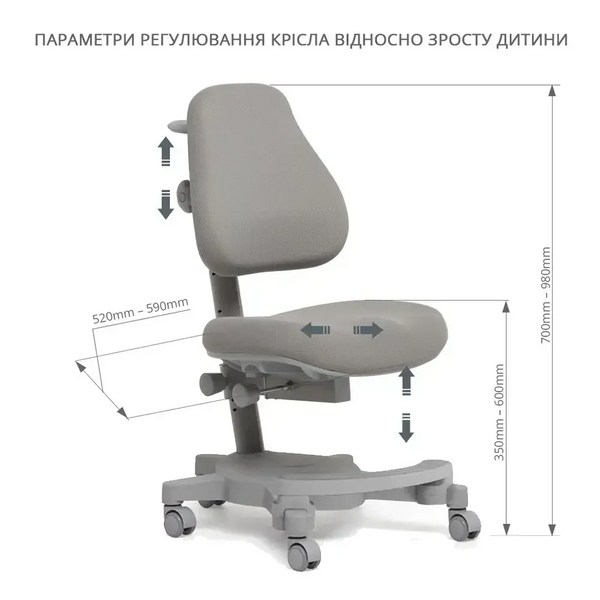 Комплект меблів Fundesk Ginepro Grey + дитяче крісло Cubby Solidago Grey 1345504фото